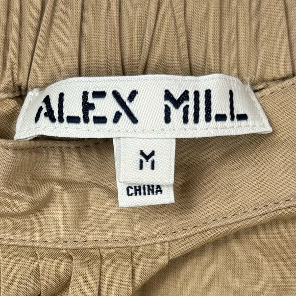 Alex Mill Kelsey Cotton Button Midi Skirt Lined Skater Circle Size M Tan 0748 - Picture 6 of 9